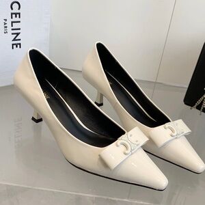 Celine Ivory Bow Accent Heels